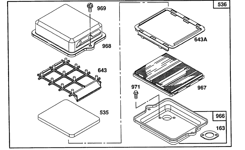 Air Cleaner Group Diagram and Parts List for 80232-2937-01  Briggs and Stratton Engine